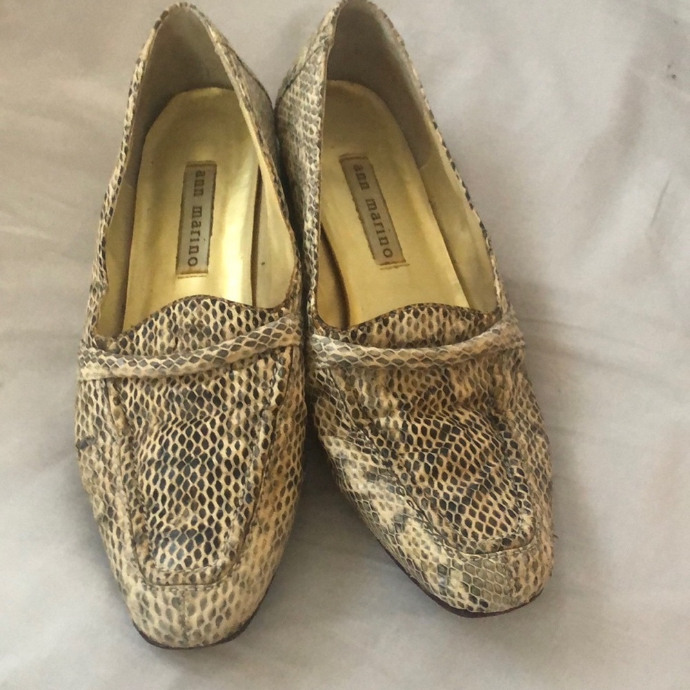 Ann Marino faux rattlesnake leather loafers